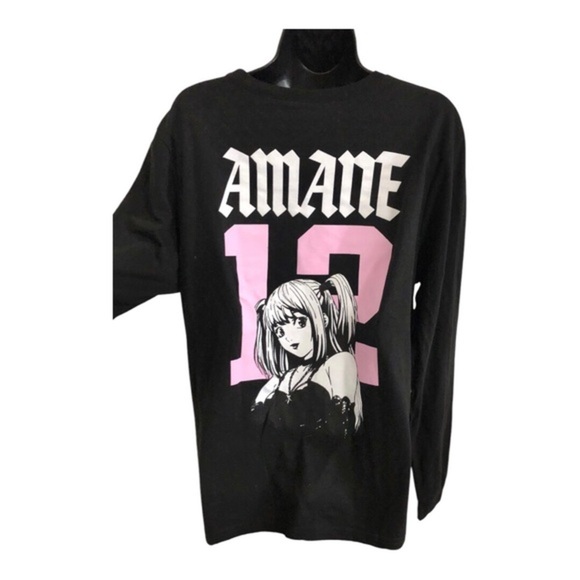 Death Note Misa Amane pink graphic print black long‎ sleeve tshirt size XL new - Picture 15 of 17